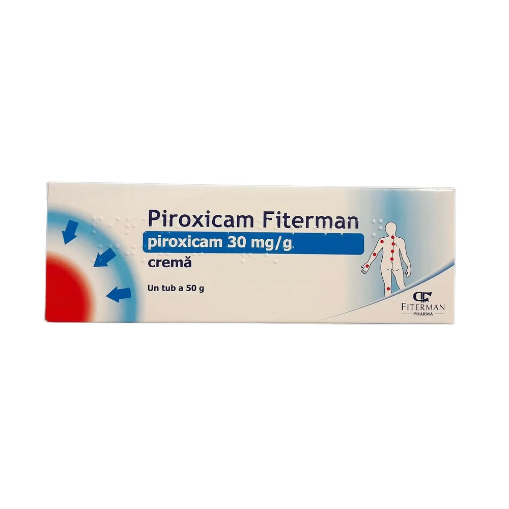 Piroxicam crema, 30 mg/g, 50 g, Fiterman
