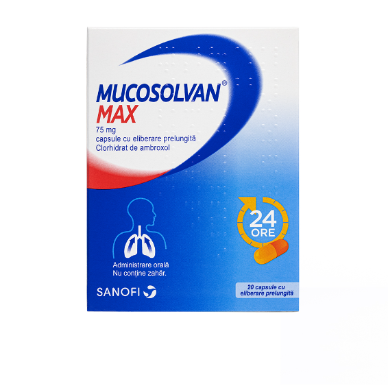 Mucosolvan Max, 75 mg, 20 capsule cu eliberare prelungitÄƒ, Sanofi