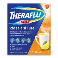 Theraflu Max raceala si tuse, 1000 mg/12,2 mg/200 mg, 10 plicuri, Gsk