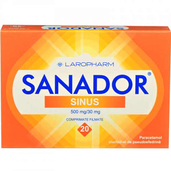 Sanador Sinus 500mg/30mg, 20 comprimate filmate, Laropharm