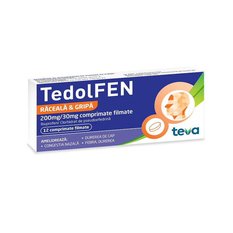 Tedolfen, 200 mg/30 mg, 12 comprimate filmate, Teva Pharmaceuticals