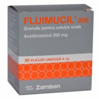 Fluimucil 200 granule pentru soluţie orală, 200 mg, 30 plicuri, Zambon