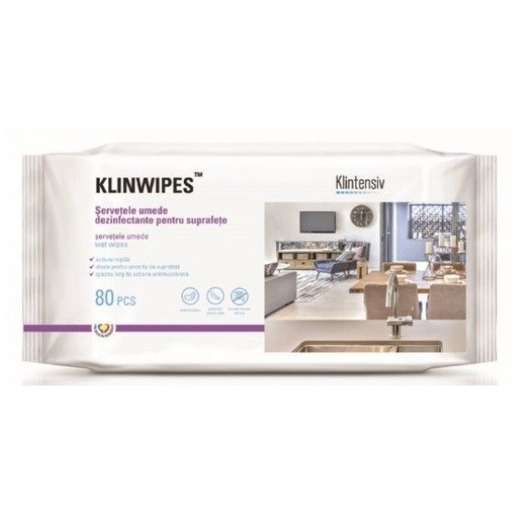 Servetele umede dezinfectante pentru suprafete Klinwipes, 80 bucati, Klintensiv