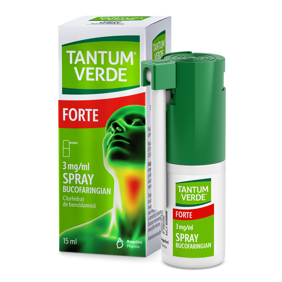 Tantum verde forte spray bucofaringian, 3 mg/ml, 15 ml, Angelini