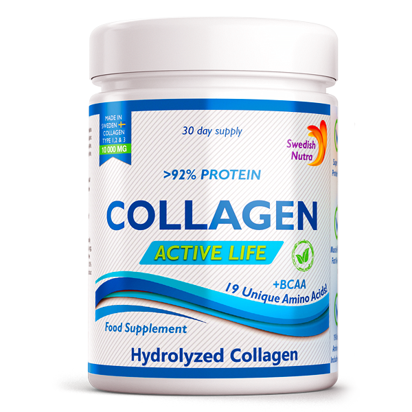 Colagen Hidrolizat Pulbere Tip 1, 2 si 3 Active Life cu 10.000 Mg, 300g, Swedish Nutra