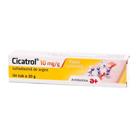 Cicatrol pasta cutanata, 10 mg/g, 20 g, Antibiotice SA