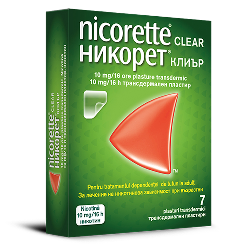 Nicorette Clear, 10 mg/16 h, 7 plasturi, Mcneil
