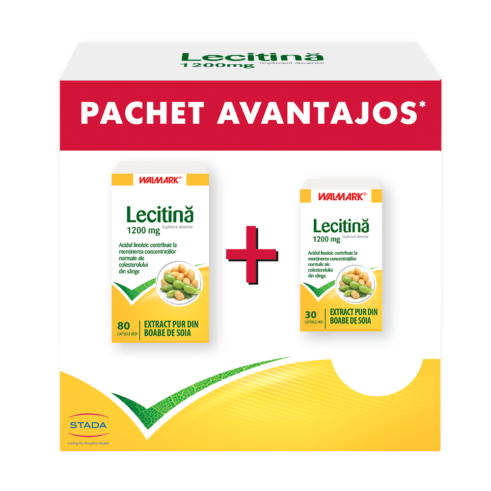Pachet Lecitina 1200 mg, 80 capsule + 30 capsule, Walmark