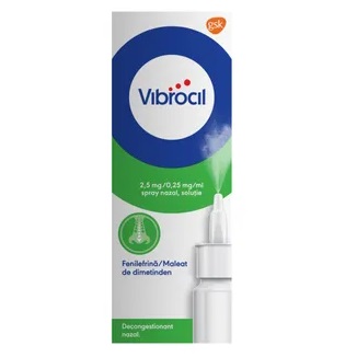 Vibrocil spray nazal, solutie, 2,5 mg/ 0,25 mg/ml, 15 ml, Gsk