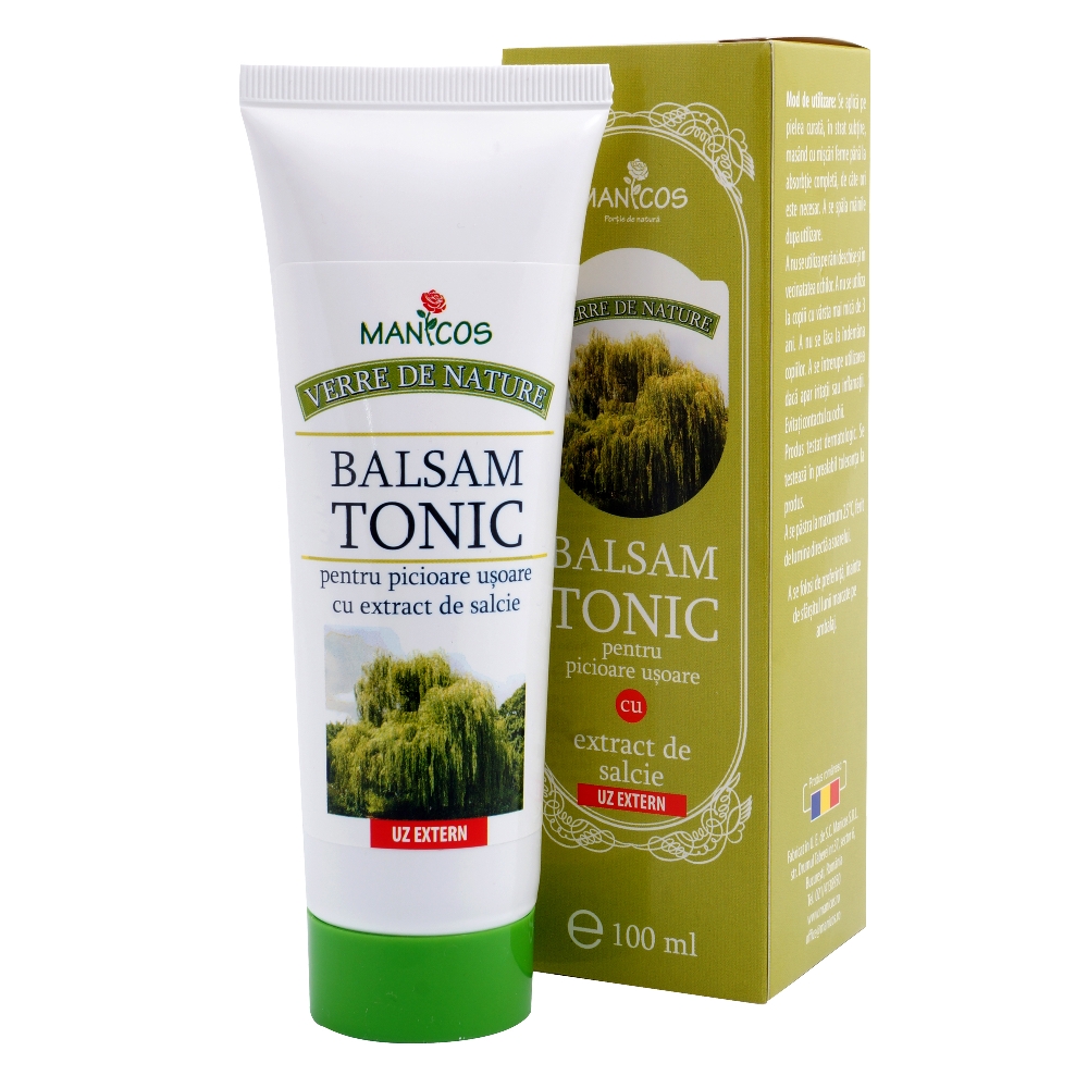 Balsam tonic pentru picioare usoare cu extract de salcie, 100 ml, Manicos
