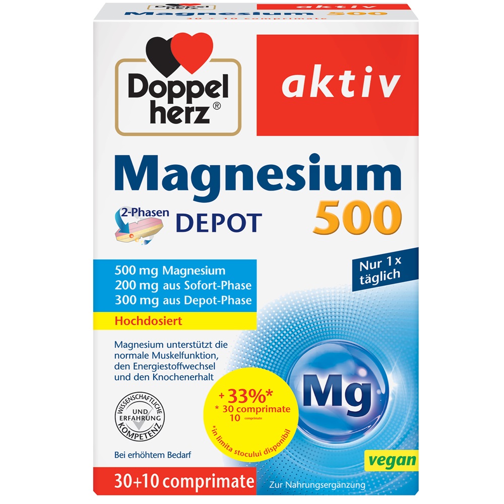 Magneziu 500 mg, 30 + 10 comprimate, Doppelherz