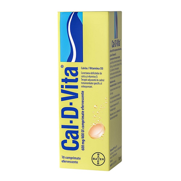 Cal-D-Vita, 600 mg/400UI, 10 comprimate efervescente, Bayer