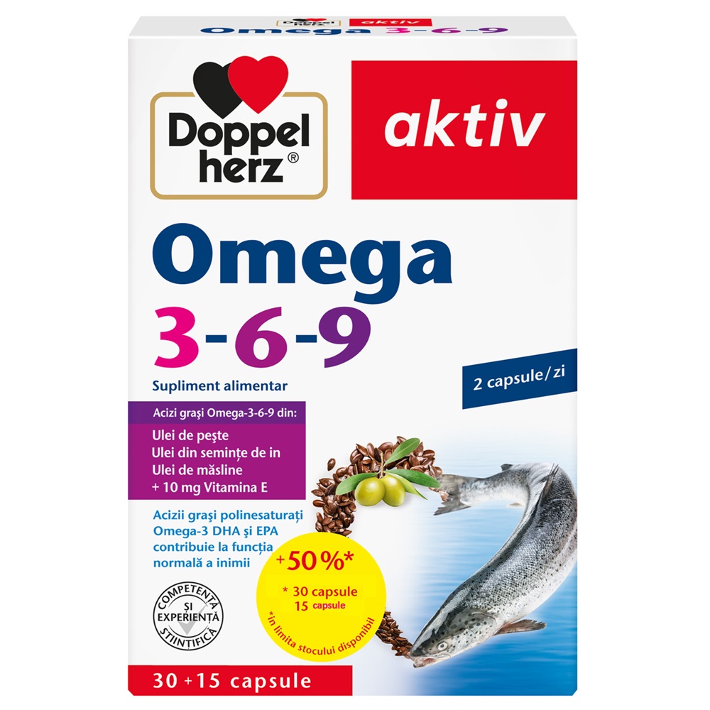 Omega 3-6-9 Aktiv, 30 + 15 capsule, Doppelherz