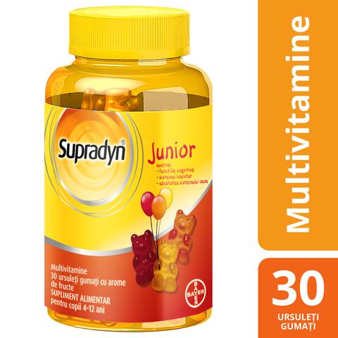 Multivitamine si minerale pentru copii Supradyn Junior, 30 ursuleti gumati, Bayer