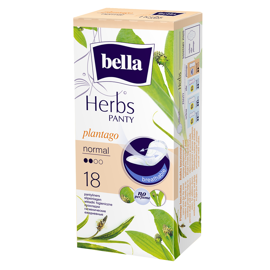 Absorbante zilnice Panty Herbs Sensitive Patlagina, 18 bucati, Bella