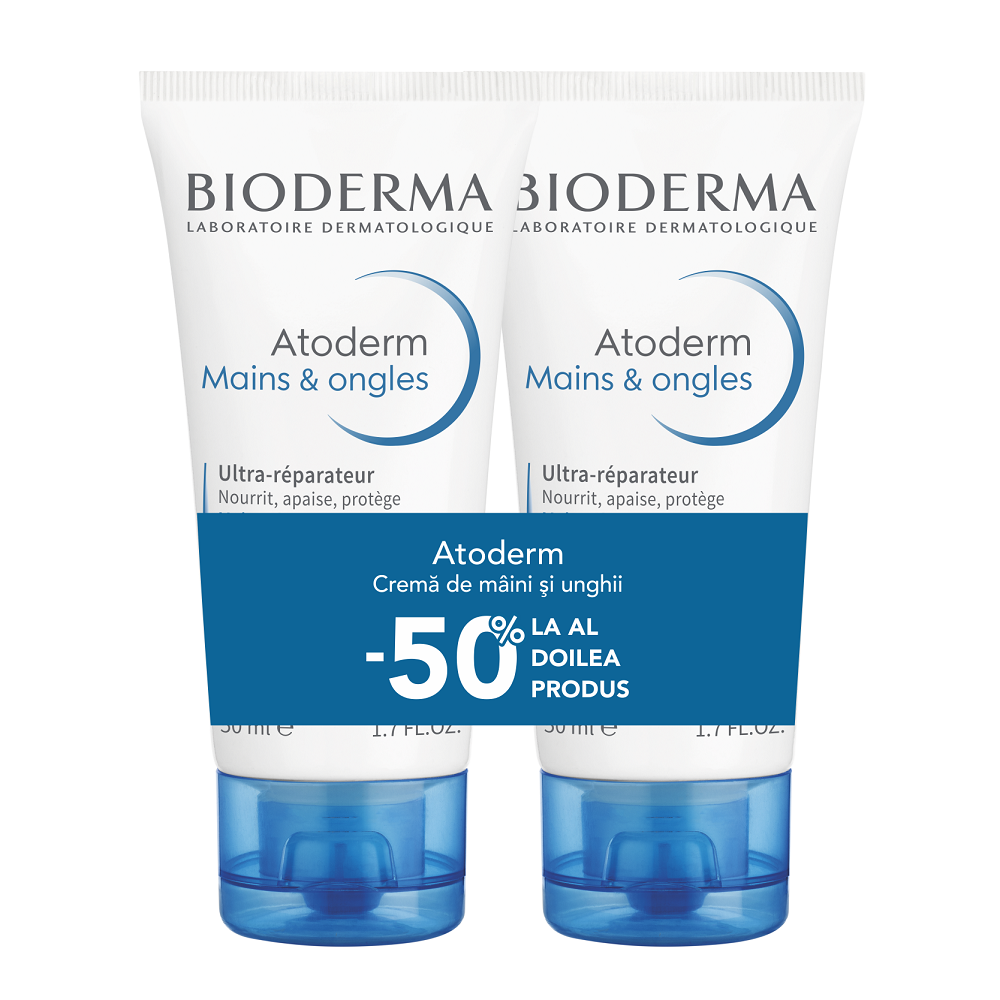 Pachet Crema de maini Atoderm, 50 ml + 50 ml, Bioderma