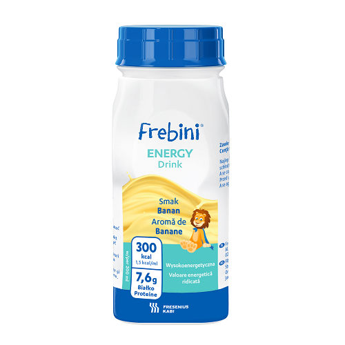 Bautura energizanta cu aroma de banane Frebini Energy, 4 x 200 ml, Fresenius Kabi