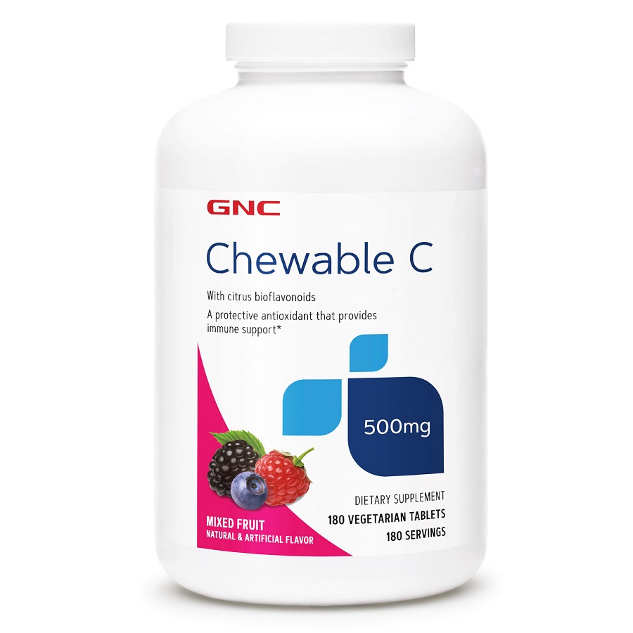 Vitamina C masticabila 500 mg, 180 tablete, GNC 