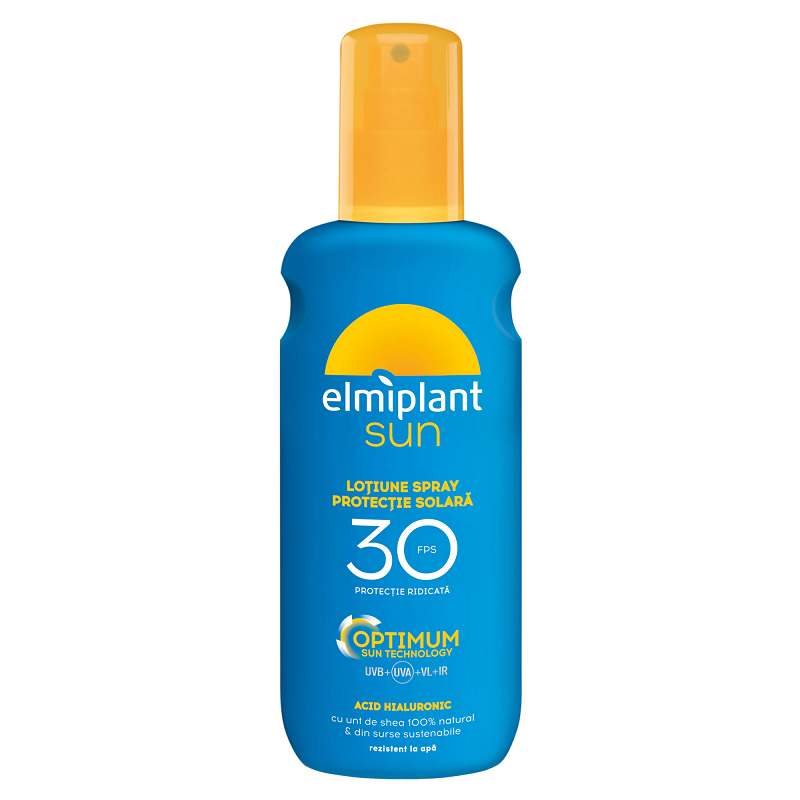 Lotiune spray cu protectie solara ridicata SPF 30 Optimum Sun, 200 ml, Elmiplant	