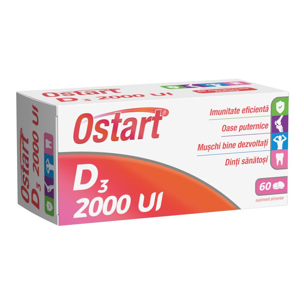 Ostart Vitamina D3, 2000UI, 60 comprimate, Fiterman