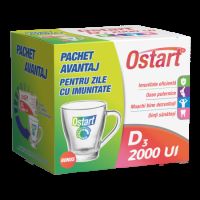 Pachet Ostart D3 2000UI, 60 comprimate + cana, Fiterman