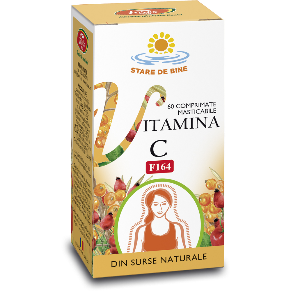 Vitamina C naturala F164, 60 comprimate masticabile, Fares