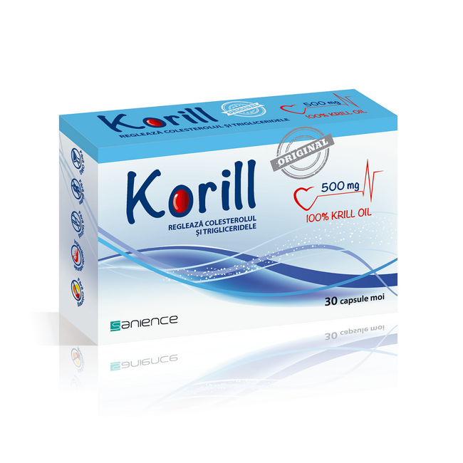 Korill ulei pur de krill, 500 mg, 30 capsule, Sanience