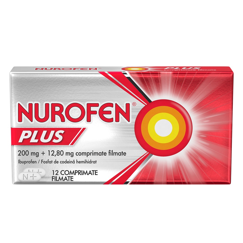 Nurofen Plus, 200 mg/ 12.80 mg, 12 comprimate filmate, Reckitt Benckiser