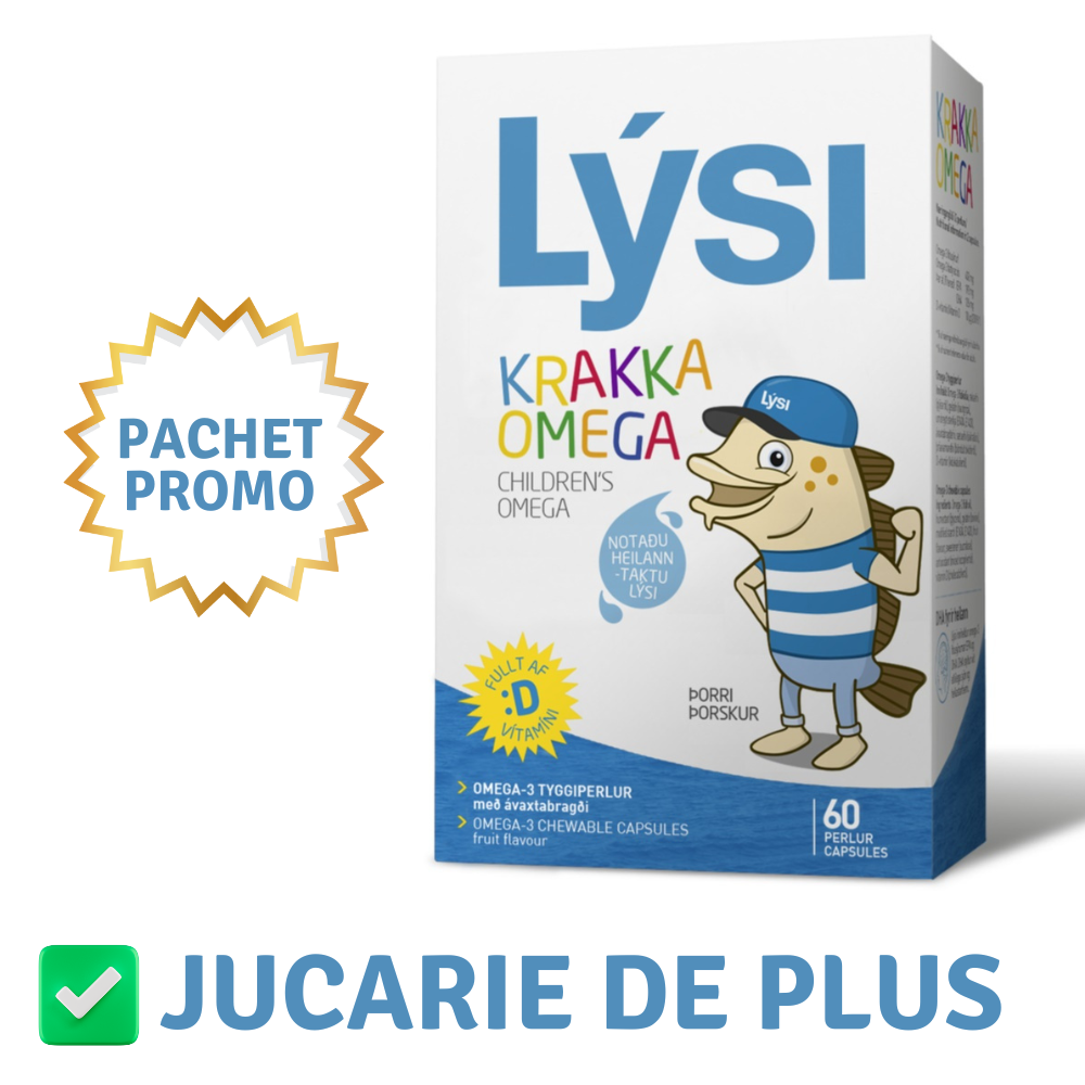 Pachet Omega 3 pentru copii, 60 capsule masticabile + Jucarie, Lysi