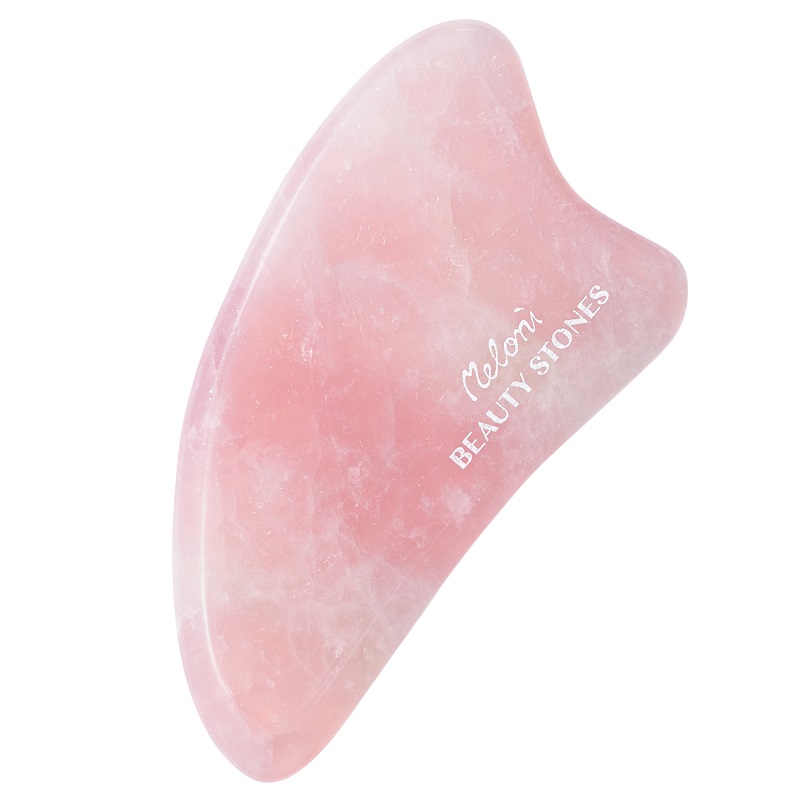Piatra Gua Sha pentru masaj facial din quartz roz, Meloni Care