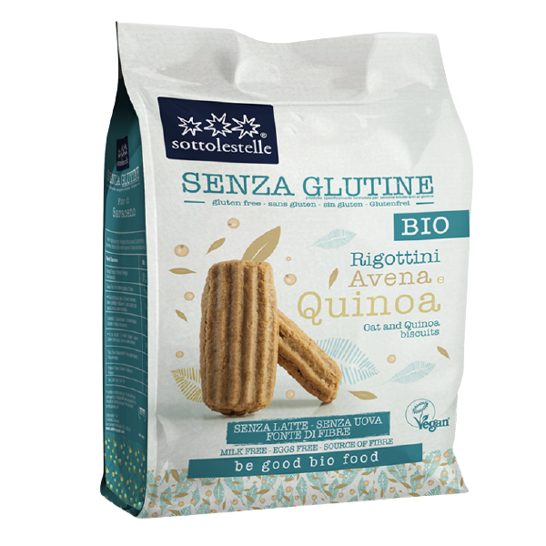 Biscuiti Bio vegani fara gluten cu ovaz si quinoa, 250 g, Sottolestelle