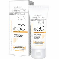 Crema pentru fata SPF 50 tenta naturala H3 Derma+ Sun, 50 ml, Gerovital
