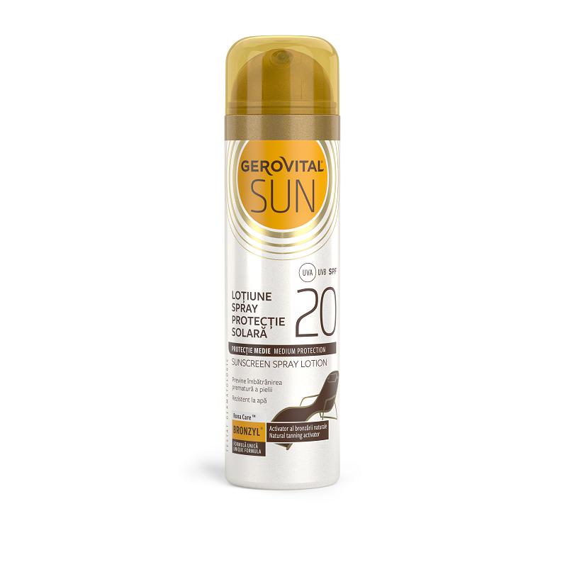 Lotiune spray protectie solara SPF 20 Sun, 150 ml, Gerovital