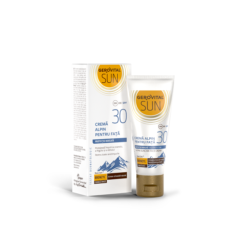Crema alpin pentru fata SPF 30 Sun, 30 ml, Gerovital