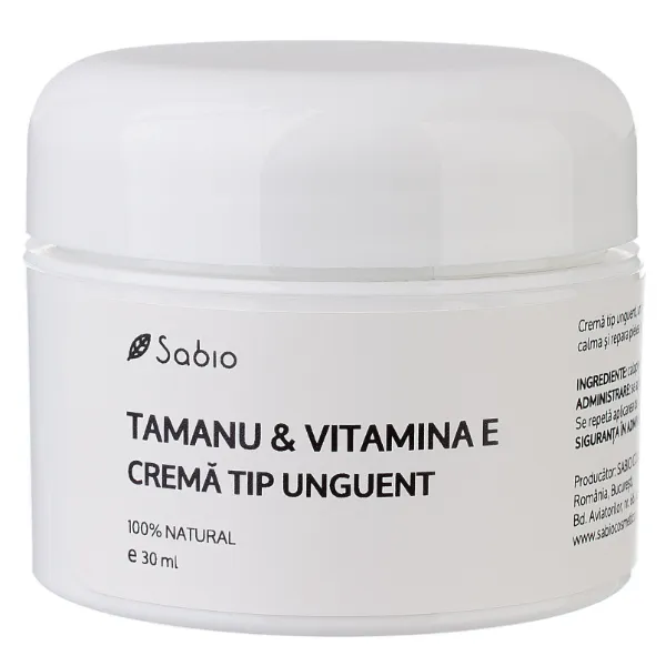 Cremă tip unguent tamanu și Vitamina E, 30 ml, Sabio