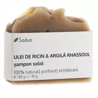 Sampon natural solid cu ulei de ricin si argila rhassoul, 130 g, Sabio