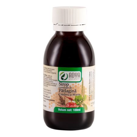 Sirop cu extract de patlagina, cimbru si miere, 100 ml - Adya Green Pharma