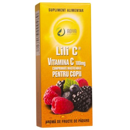 Vitamina C pentru copii 100 mg Lili C aroma fructe de padure, 30 comprimate - Adya Green Pharma