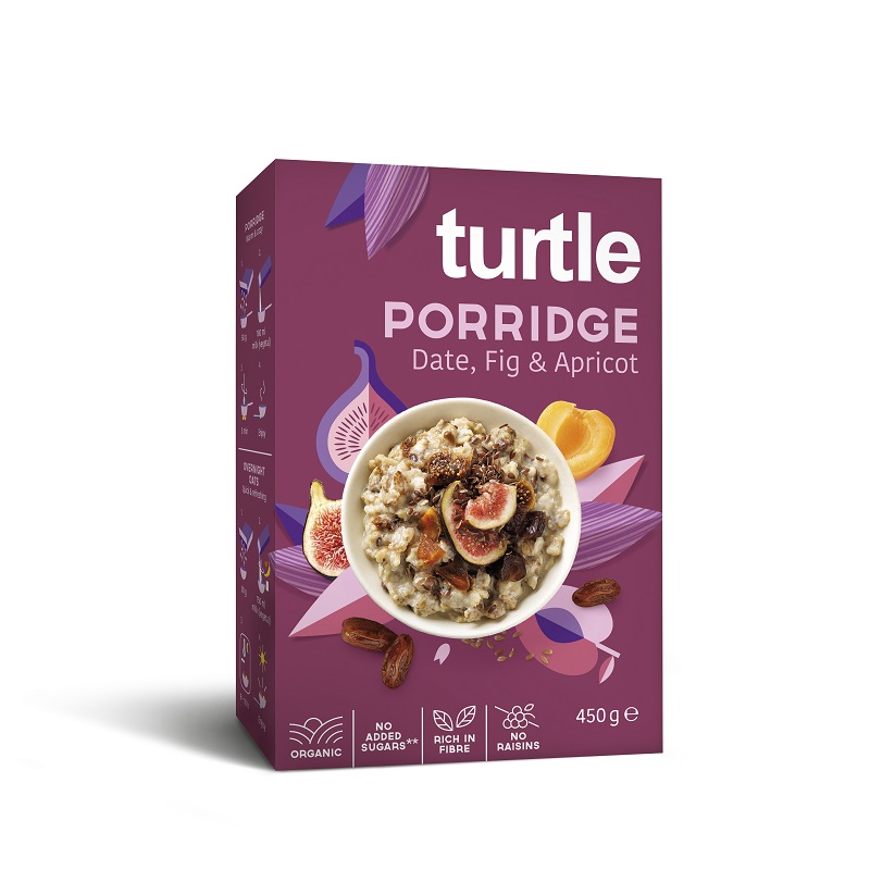 Cereale porridge organic cu curmale, smochine, caise, 450 g, Turtle