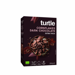 Fulgi de porumb Eco inveliti in ciocolata neagra, 250 grame, Turtle SPRL