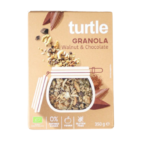 Granola cu cereale Bio cu nuci si ciocolata, 350 g, Turtle