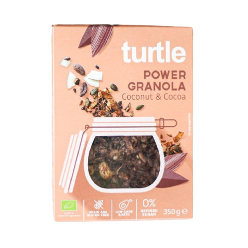 Power granola Bio cu nuca de cocos, 350 g, Turtle