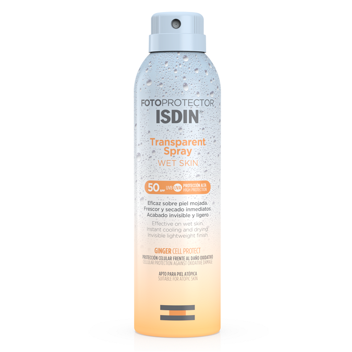 Spray transparent de protectie solara pentru corp Wet Skin, SPF 50, 250 ml, Isdin