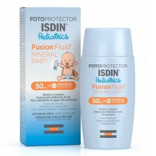 Fluid mineral de protectie solara pentru copii cu SPF 50 Fusion Fluid, 50 ml, Isdin