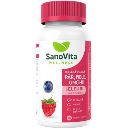 Jeleuri cu vitamine Par Piele Unghii, 60 bucati - Sanovita Wellness