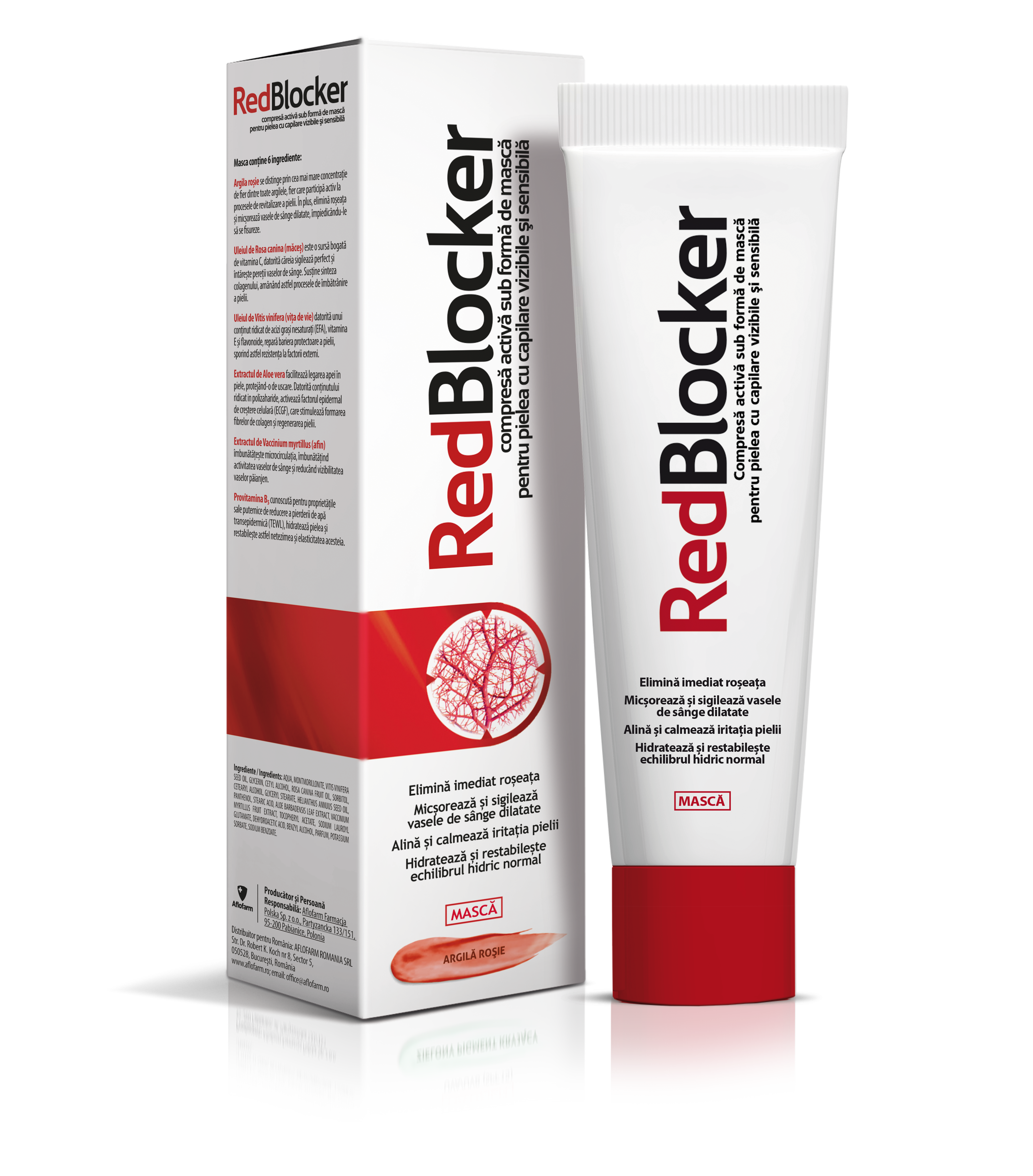 Masca pentru piele sensibila RedBlocker, 50 ml, Aflofarm