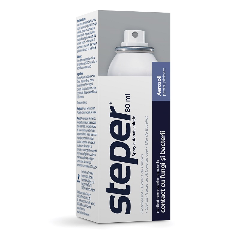 Spray cu clotrimazol pentru protectia picioarelor Steper, 80 ml, Aflofarm