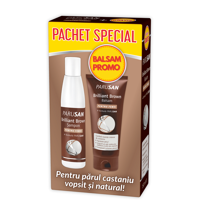 Pachet Sampon + Balsam Brilliant Brown Femei, 200 ml + 150 ml, Parusan