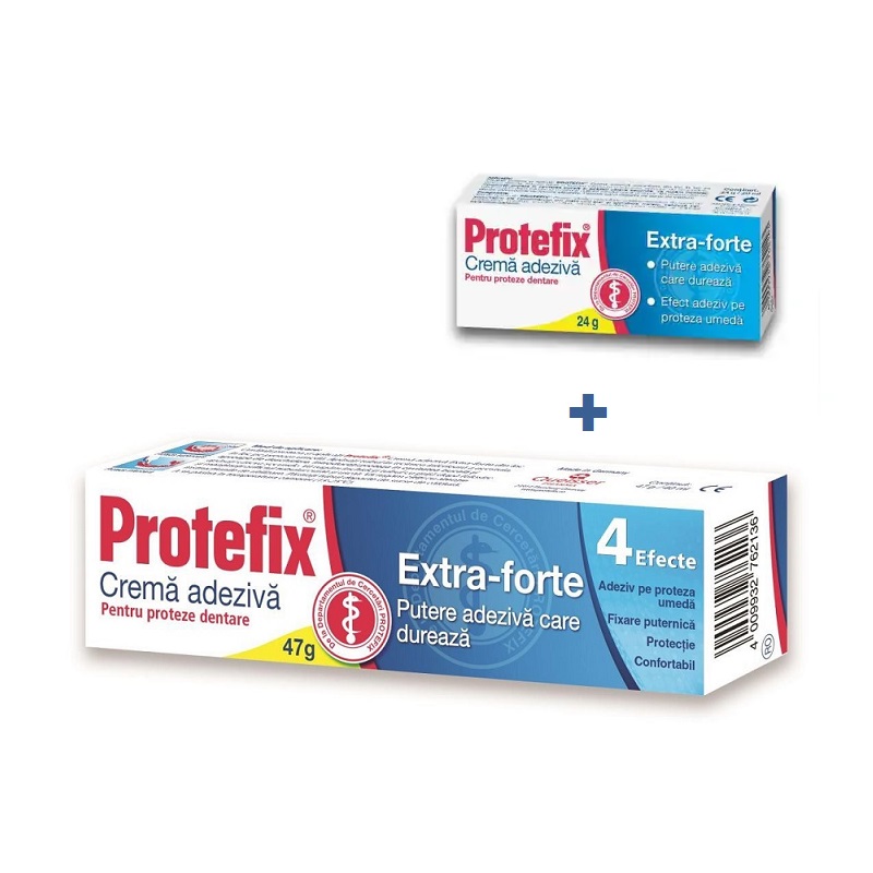 Pachet Protefix crema adeziva Extra-Forte, 47 g + 24 g, Queisser Pharma
