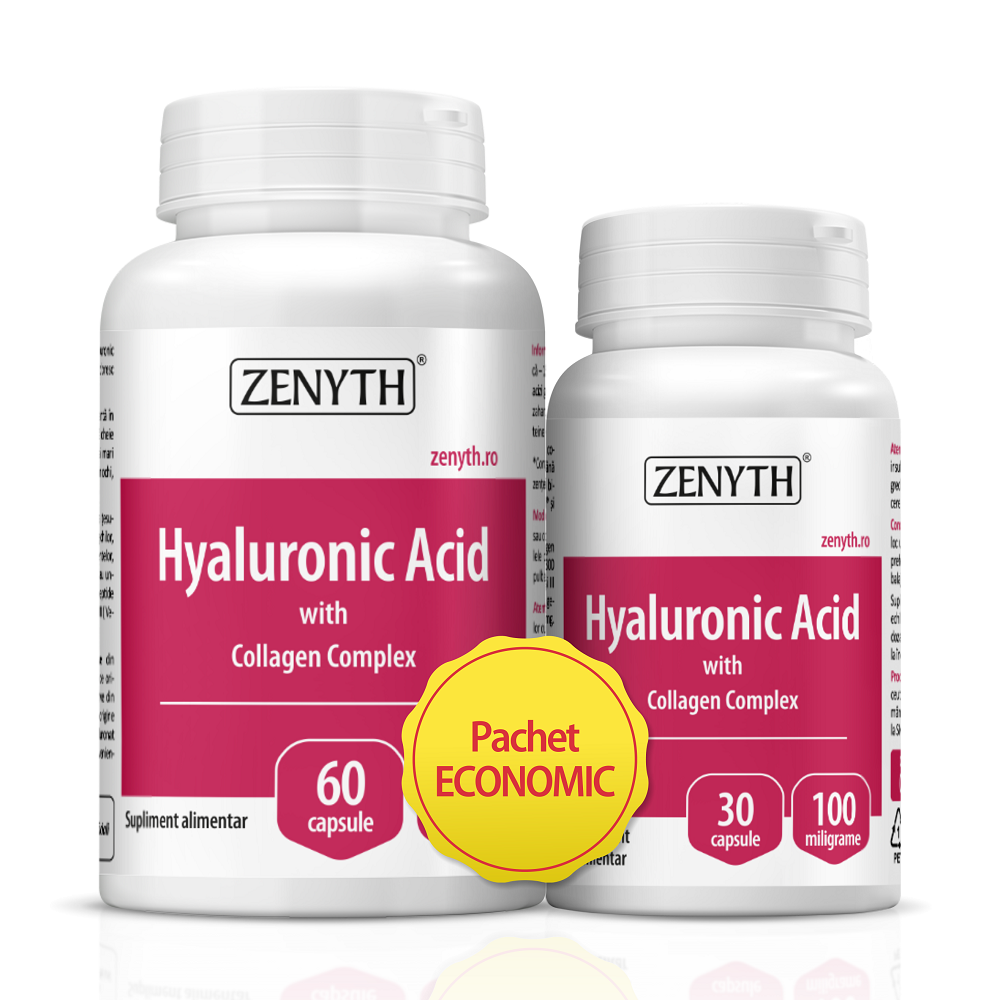 Pachet Hyaluronic Acid cu Collagen Complex, 30+60 capsule, Zenyth